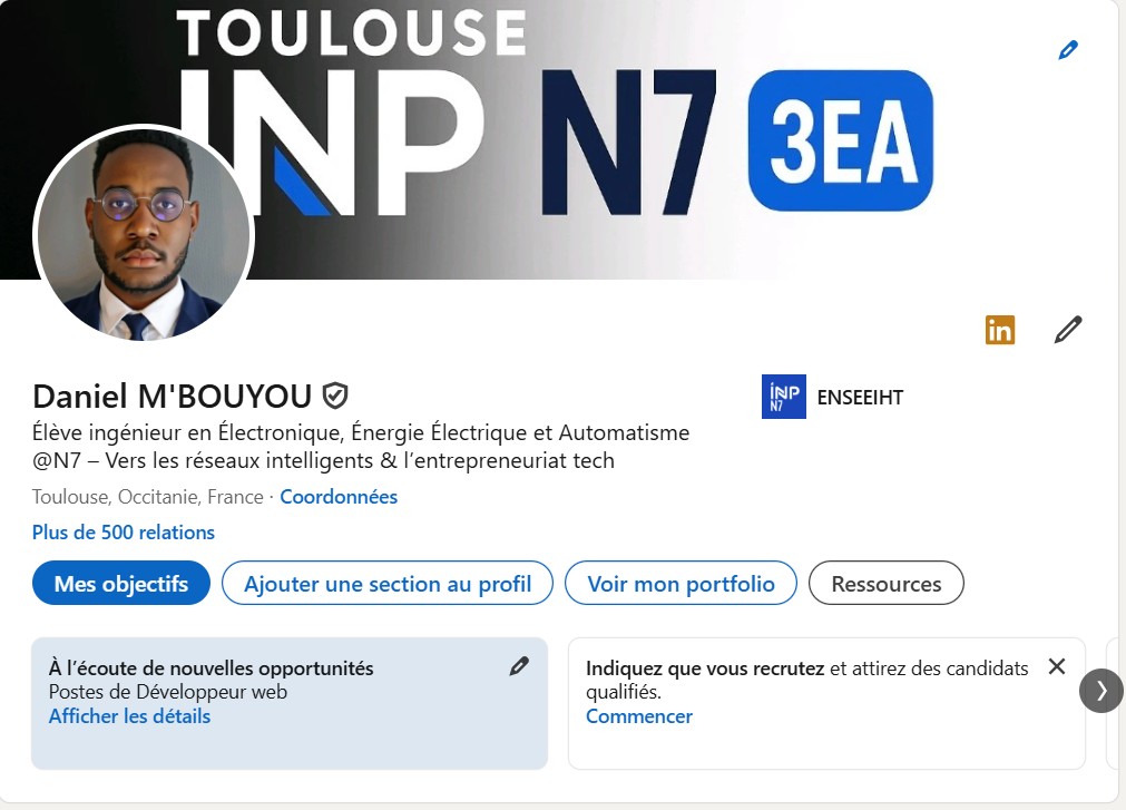 LinkedIn profile preview - Daniel M'Bouyou